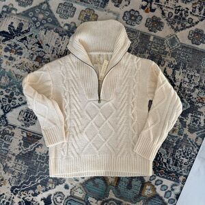 Lovestitch Ivory Knit Sweater with Zip Detail